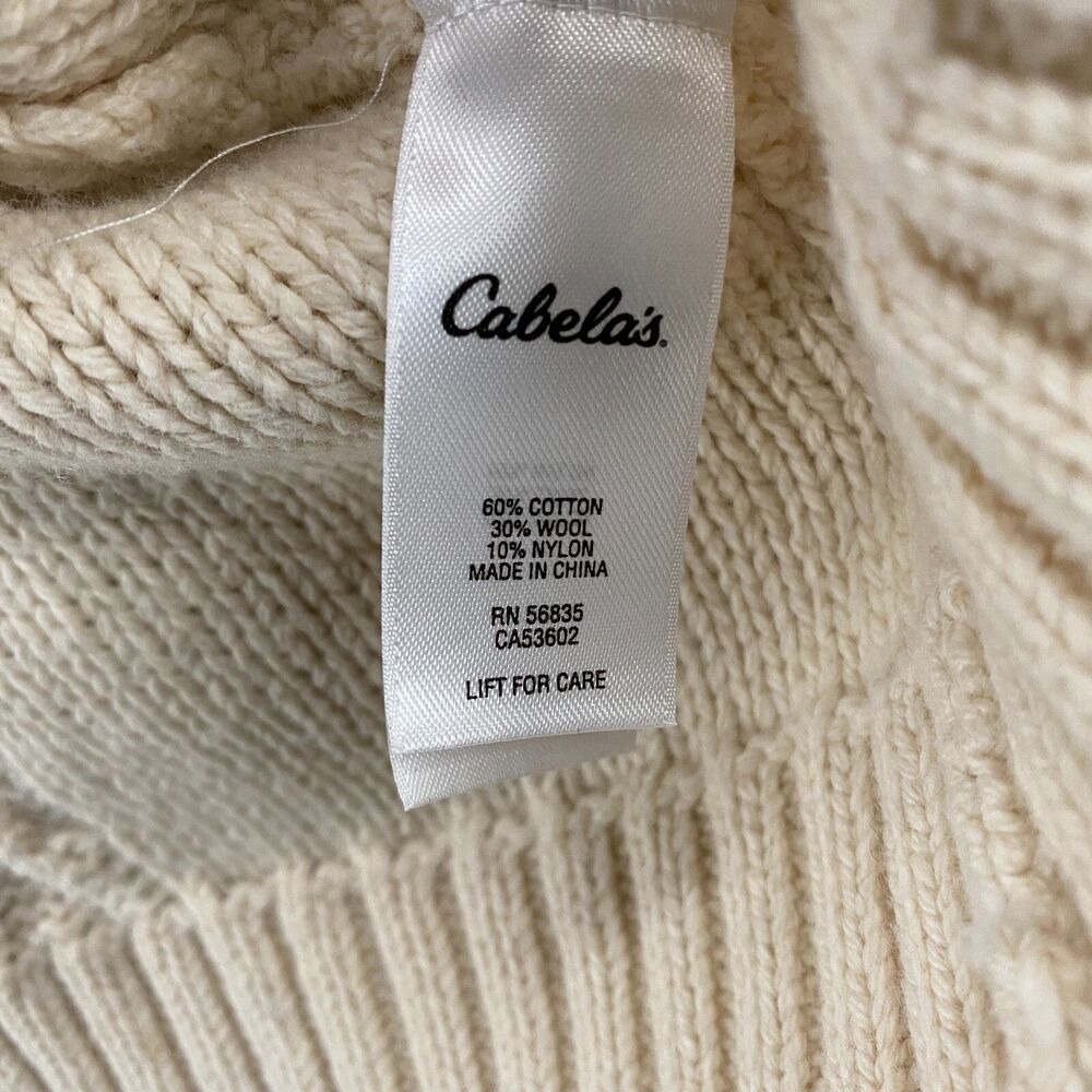Cabelas Cardigan Sweater Womens‎ S Cream Wool Blend Button Up Fairy Cottage Boho - Picture 8 of 10